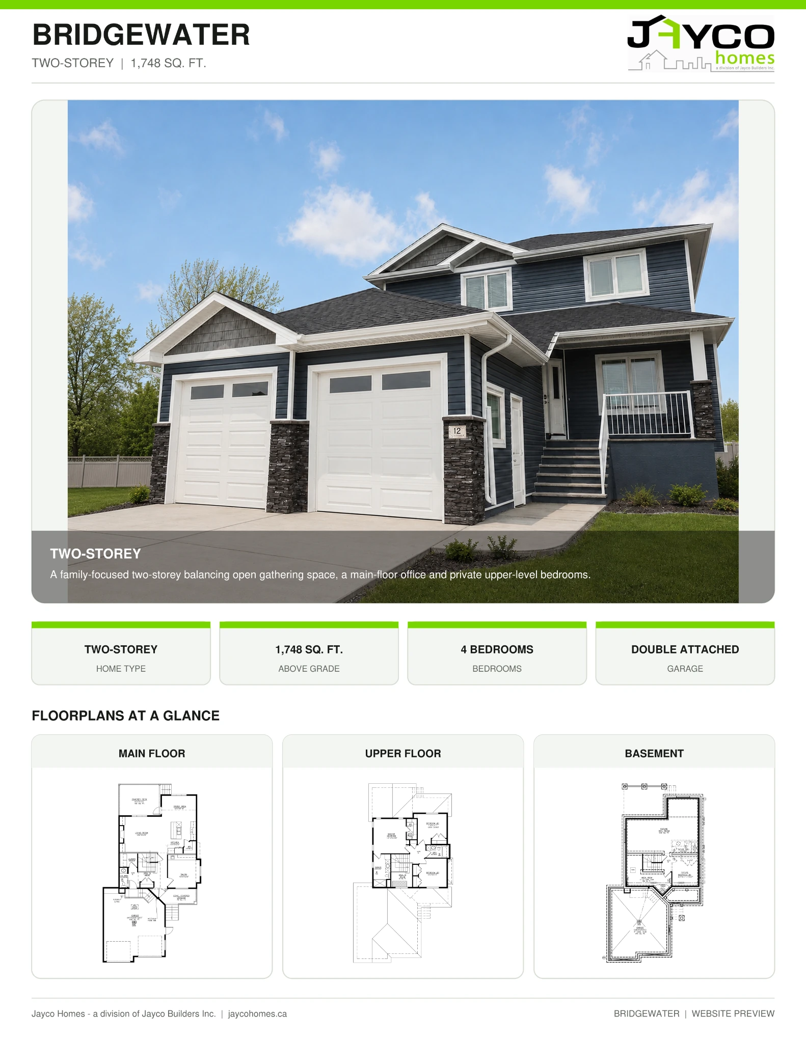Bridgewater Built-On-Site 2-Storey floorplan by Jayco Homes