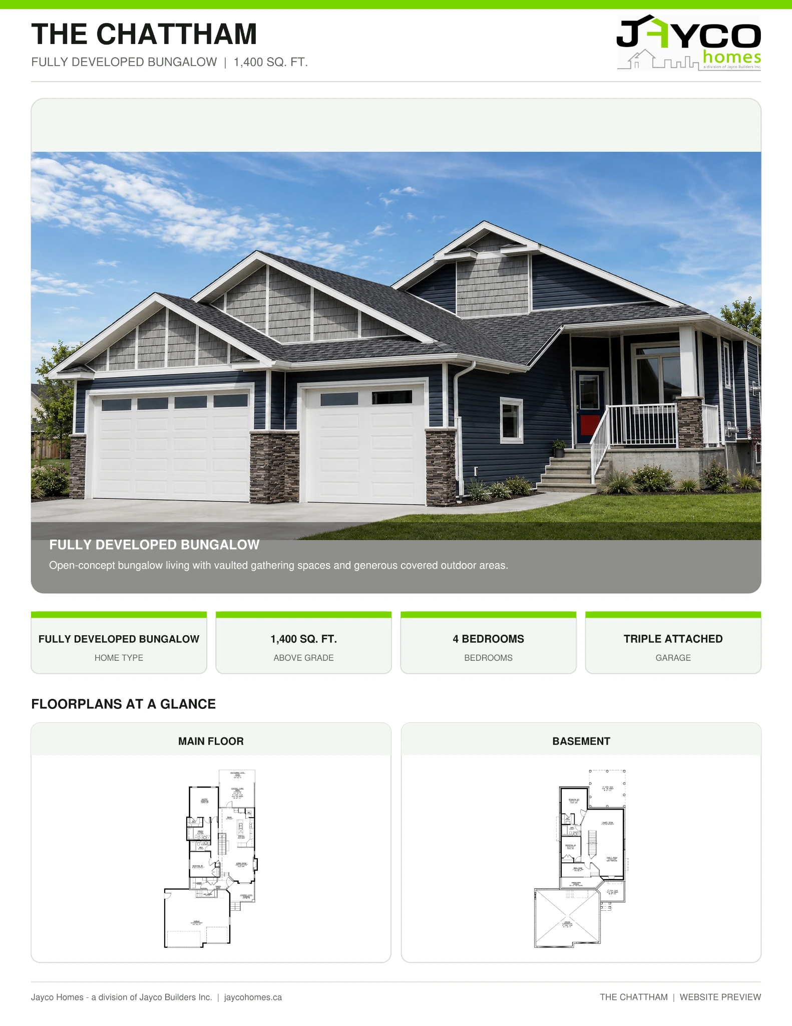 The Chattham Built-On-Site Fully Developed Bungalow floorplan by Jayco Homes
