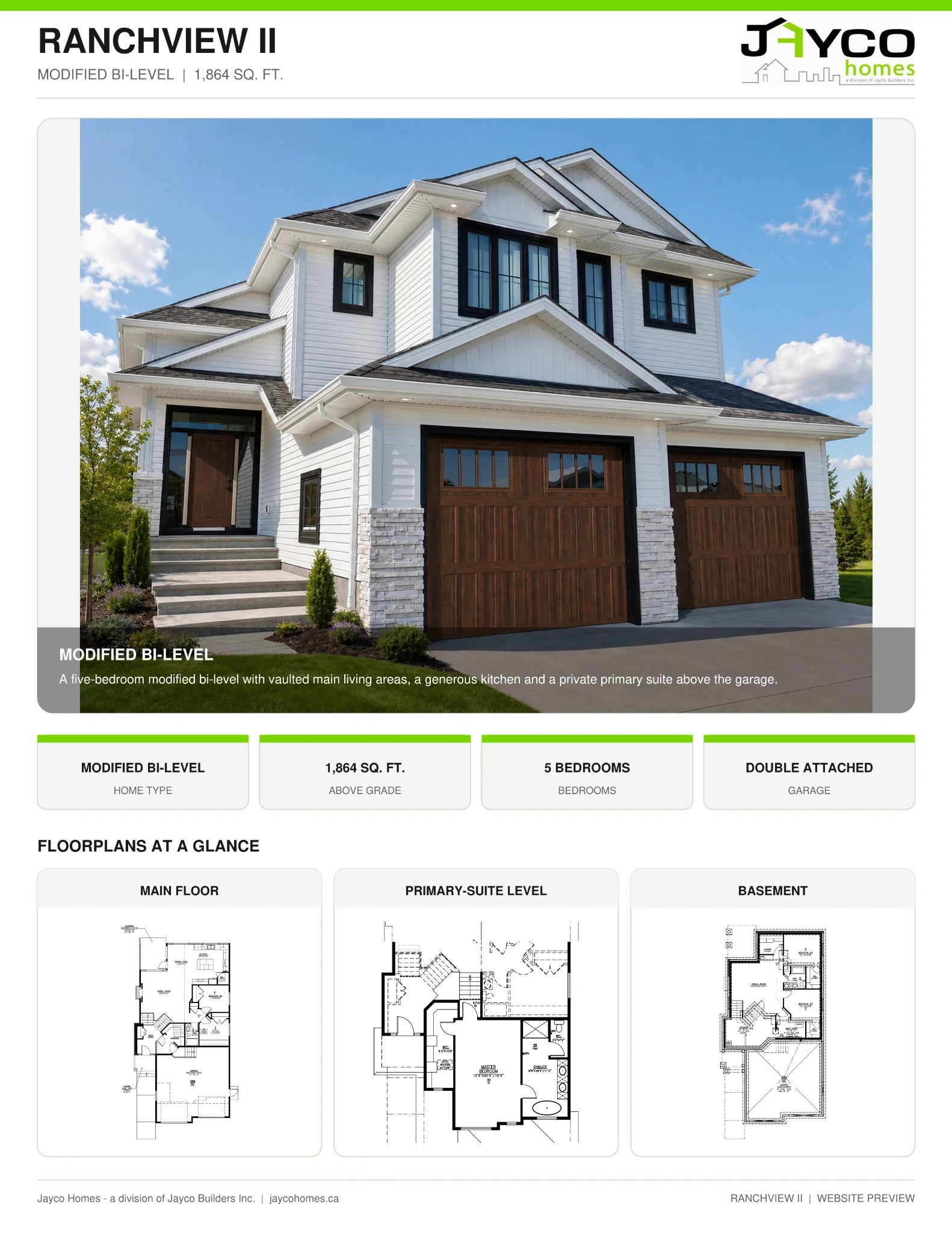 Ranchview II Built-On-Site Modified Bi-Level floorplan by Jayco Homes