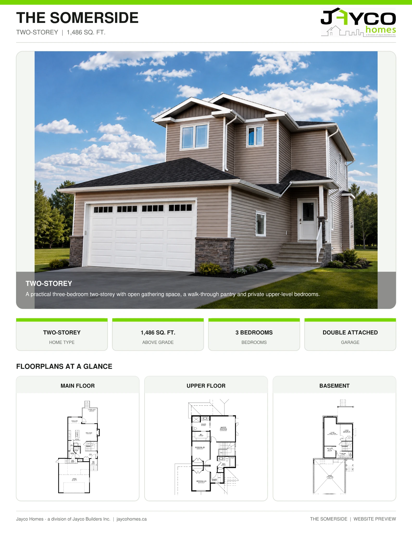 The Somerside Built-On-Site 2-Storey floorplan by Jayco Homes