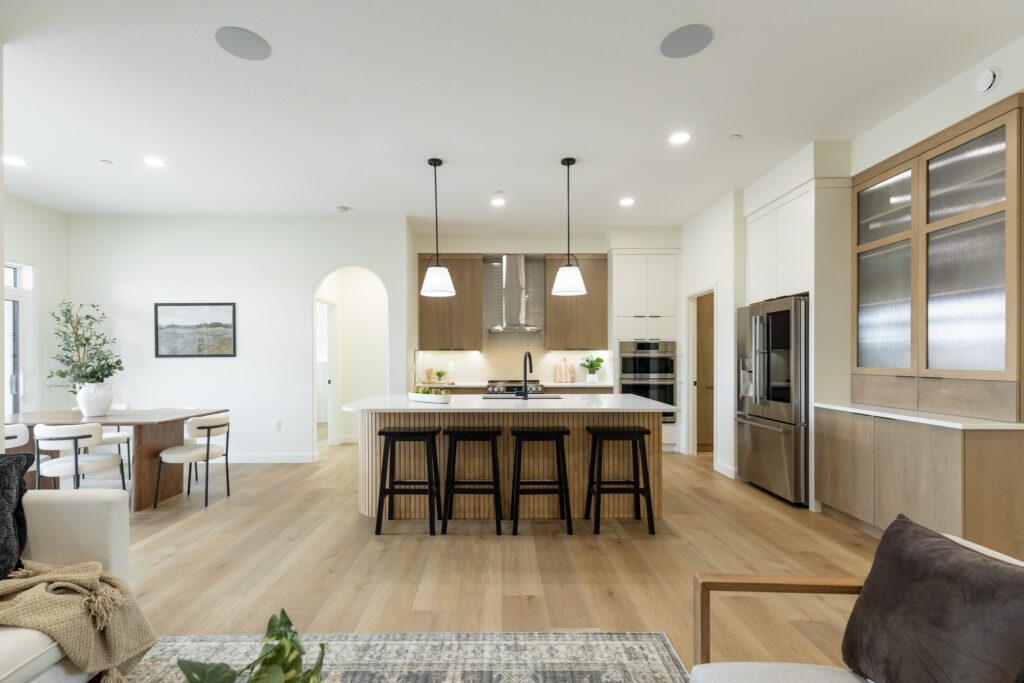 Custom built-on-site kitchen and open living area