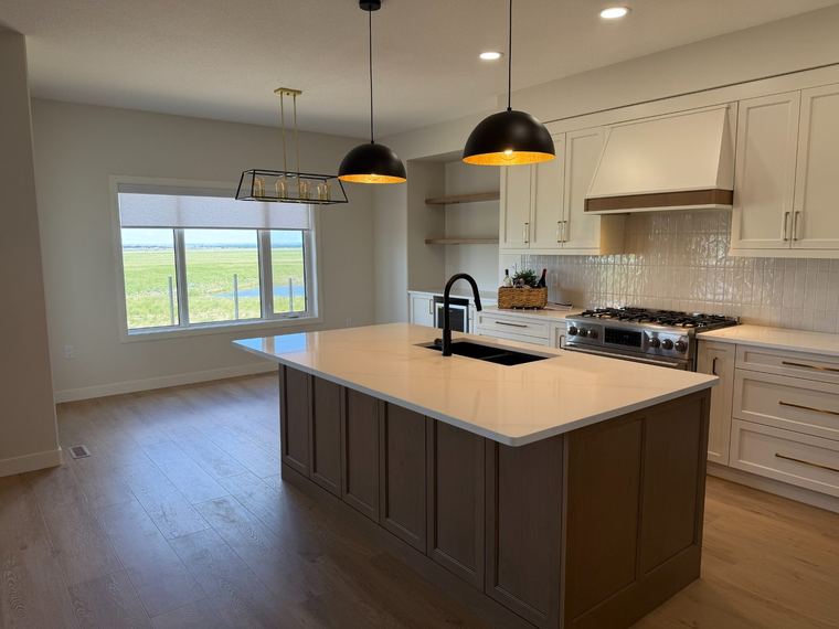 Custom kitchen with oversized contrasting island