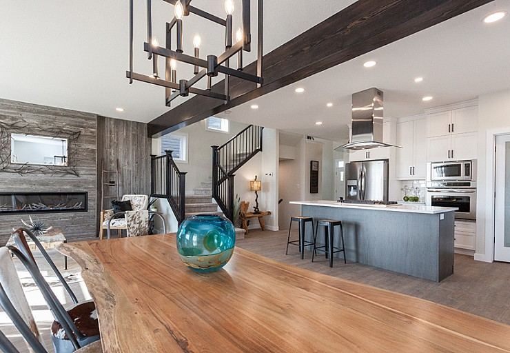 Open-concept kitchen and dining area
