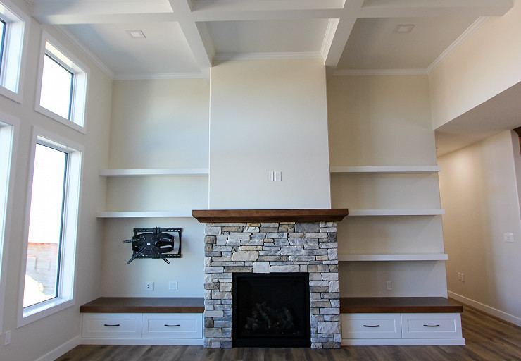 Custom Farm Home — fireplace wall