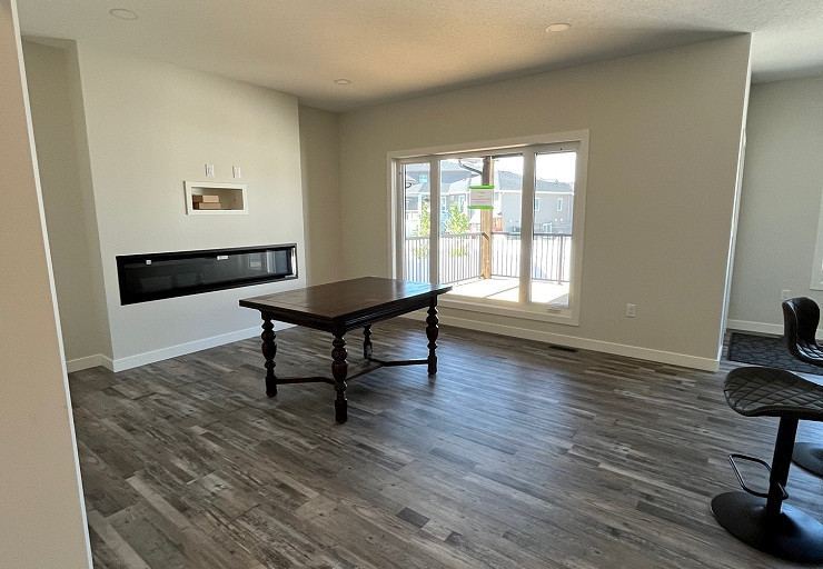 Living room with modern fireplace